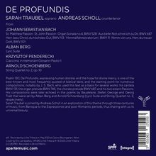 Sarah Traubel &amp; Andreas Scholl - De Profundis, CD