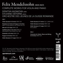 Felix Mendelssohn Bartholdy (1809-1847): Sämtliche Werke für Violine &amp; Klavier, 2 CDs