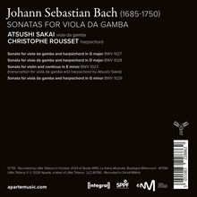 "Johann Sebastian Bach (1685-1750). Sonatas for Viola da Gamba. Atsushi Sakai, Christophe Rousset. Logo unten rechts."