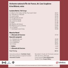 Texte: Orchester- und Songtitel, Dauer. Design: Zwei farbige Blöcke mit rotem Rand, musikalisches Layout.