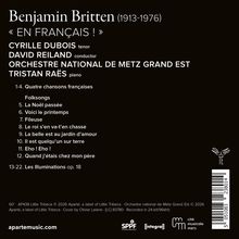 Benjamin Britten: "En Français!" mit Cyrille Dubois, David Reiland, Orchestre National de Metz Grand Est, Tristan Raës.