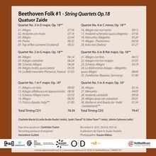 Beethoven Folk #1 · String Quartets Op.18. Quatuor Zaïde. Quartet Details und Zeiten angegeben. Labels unten.