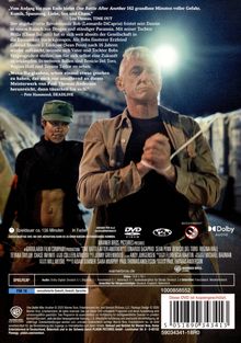 Zitate preisen den Film als spannend und einzigartig. Darunter ist ein Mann mit gefesselten Händen zu sehen, in einem dunklen Umfeld.