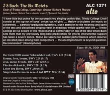 Johann Sebastian Bach (1685-1750): Motetten BWV 225-230, CD