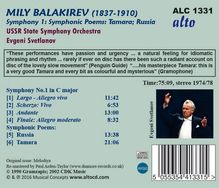 Mily Balakireff (1837-1910): Symphonie Nr.1, CD