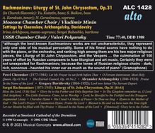 Sergej Rachmaninoff (1873-1943): Liturgie des Hl.Joh.Chrysostomus op.31, CD