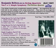 Benjamin Britten (1913-1976): Streichquartette Nr.1 &amp; 3, CD