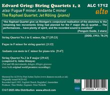 Edvard Grieg: String Quartets 1, 2. Raphael Quartet; Jet Röling (piano). ALC 1712 alto. DDD, 1993; 78:29.