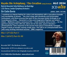 Haydn: Die Schöpfung, 2CD ALC 2034, Sir Colin Davis leitet L.S.O. Chorus, London Symphony Orchestra. Rezensionen und Laufzeiten.