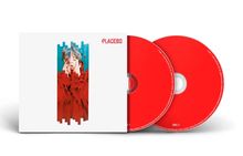 Auf weißem Hintergrund steht "PLACEBO". Zwei rote CDs liegen daneben. Ein mittelalter Mann berührt sein Gesicht.
