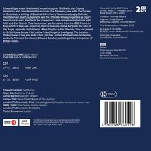 Texte umfassen Informationen zu Edward Elgars Werk "The Dream of Gerontius," CD-Inhalt, Künstler, und Produktionsdetails.