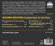 Riccardo Malipiero (1914-2003): Klavierwerke, CD