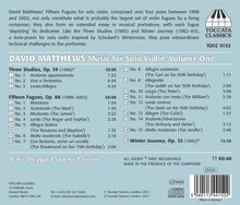 David Matthews (geb. 1943): Werke für Violine solo Vol.1, CD