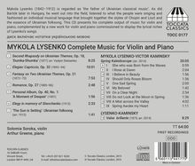 Mykola Lysenko (1842-1912): Sämtliche Werke für Violine &amp; Klavier, CD