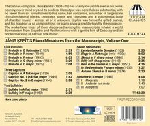 Janis Kepitis (1908-1989): Piano Miniatures from the Manuscripts Vol.1, CD