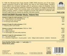 Hugo Kauder Chamber Music, Volume One. Werke für Violine, Viola, Klavier. TOCC 0782. TOCCATA CLASSICS Logo oben rechts.