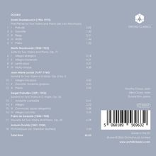 Das Bild zeigt eine CD-Rückseite mit Musikstücken und Zeiten. Komponisten: Shostakovich, Moszkowski, Leclair, Prokofiev, Sarasate, Dvořák. Oben rechts ist ein Logo mit "ORCHID CLASSICS".