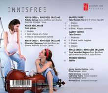 Zwei Frauen mit Cello, lächelnd. Oben Text, darunter Musikstücke von Greco, Graziani, Boulanger, Fauré, Carter, Norman. Rechts "Champs Hill Records" Logo.