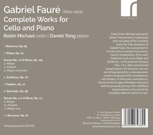 Gabriel Faure (1845-1924): Werke für Cello &amp; Klavier, CD