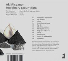 "Aki Rissanen Imaginary Mountains, 12 Titel aufgelistet. Skulpturen von Bergen, künstlerisch und modern. Logo unten rechts."