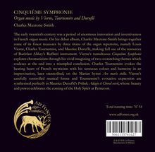 CINQUIÈME SYMPHONIE: Organ music by Vierne, Tournemire and Duruflé. Charles Maxtone-Smith. Text beschreibt französische Orgelmusik. Unten ist ein kreisförmiges Logo mit einem Hirsch und Adler darüber.