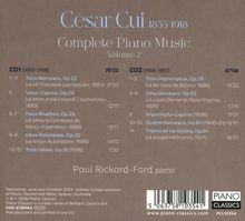 César Cui, Complete Piano Music, Volume 2, Paul Rickard-Ford, piano. Werke von 1883-1901, aufgeteilt auf CD1 und CD2.