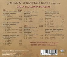 CD-Cover mit Text: Johann Sebastian Bach, Viola da Gamba Sonatas, Rainer Zipperling, Pieter-Jan Belder. Liste von Sonaten.