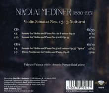 "NIKOLAI MEDTNER 1880-1951. Violin Sonatas Nos. 1-3; 3 Notturni. CD1: Sonata No.1, No.2. CD2: Sonata No.3, Three Nocturnes."