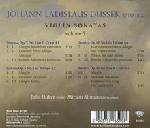 "JOHANN LADISLAUS DUSSEK 1760-1812 VIOLIN SONATAS volume 5. Julia Huber violin, Miriam Altmann fortepiano. Wolkenhintergrund."