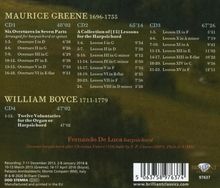 Ein Cover mit Musik von Maurice Greene und William Boyce, dazu Komponisteninformationen und CD-Inhalte.