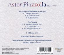Text: Astor Piazzolla (1921-1992), Concerto para Bandoneon ‘Aconcagua’, Tres Tangos, Oblivion. Klaudiusz Baran, Częstochowa Philharmonic Symphony Orchestra, Adam Klocek. Logo: Brilliant Classics.