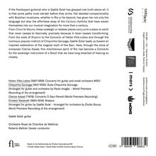 Texte beschreiben Musikstücke und Künstler, darunter Heitor Villa-Lobos und Chiquinha Gonzaga. Gaëlle Solal spielt Gitarre.