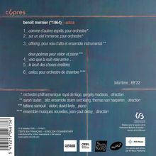 benoît mennier (°1964) ustica, Musikstücke 1 bis 6 mit verschiedenen Orchester- und Instrumentenbesetzungen. Gesamtzeit 68’22.