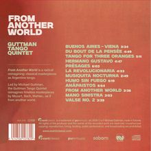 "FROM ANOTHER WORLD" und "GUTTMAN TANGO QUINTET" in großen Buchstaben, darunter Trackliste und Albuminfo in beiger Schrift.