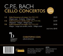 Carl Philipp Emanuel Bach (1714-1788): Cellokonzerte Wq.170-172, 1 CD und 1 DVD
