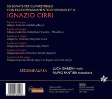 Ignatio Cirri (1711-1787): Cembalosonaten op. 2 Nr. 1-6 mit Begleitung einer Violine, CD