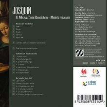 Texte: Josquin II. Missa L’ami Baudichon – Motets milanais. Auflistung von Musikstücken und Mitwirkenden. Links ist ein Gemälde.