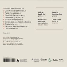 Titel und Spielzeiten von zehn musikalischen Stücken, darunter "Sonata da Conversa" und "Eternal Threshold". Musikerliste.
