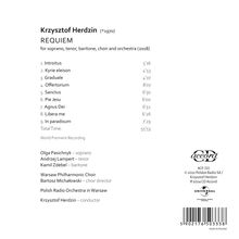 Krzysztof Herdzin (geb. 1970): Requiem für Soli,Chor,Orchester, CD