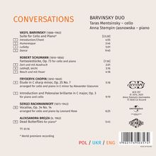 CONVERSATIONS. BARVINSKY DUO: Taras Mentsinsky – cello, Anna Stempin-Jasnowska – piano. Werke von Barvinsky, Schumann, Chopin.