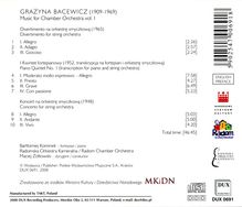 Grazyna Bacewicz (1909-1969): Musik für Kammerorchester Vol.1, CD