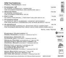 Pawel Hendrich (geb. 1979): Kammermusik "Metaforma", CD