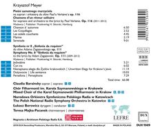 Krzysztof Meyer (geb. 1943): Symphonie Nr.8 für Chor &amp; Orchester "Sinfonia da requiem", CD