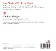 Frederic Chopin (1810-1849): Klavierwerke "Last Works", CD