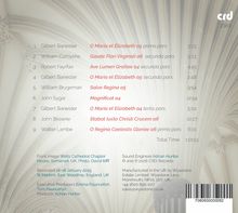 Die Texte zeigen eine Trackliste mit Komponisten und Titeln. Unten sind Aufnahmedetails wie Ort und Produzenten erwähnt. Ein Logo rechts oben. Der Hintergrund zeigt gotische Architektur.