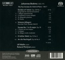 Johannes Brahms (1833-1897): Die 5 Sonaten für Violine &amp; Klavier Vol.1, Super Audio CD