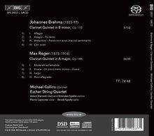 Texte beschreiben Klarinettenquintette von Brahms und Reger, interpretiert von Michael Collins und dem Escher String Quartet.