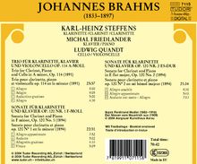 Johannes Brahms (1833-1897): Sonaten für Klarinette &amp; Klavier op.120 Nr.1 &amp; 2, CD