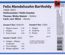 Felix Mendelssohn Bartholdy (1809-1847): Sonaten f.Violine &amp; Klavier Nr.1-3, CD