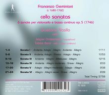 Francesco Geminiani (1687-1762): Sonaten für Cello &amp; Bc op.5 Nr.1-6, CD